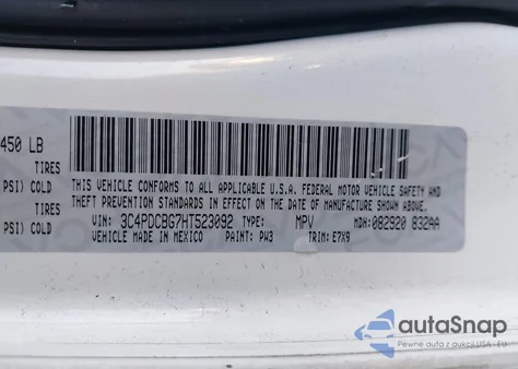 2017 Dodge Journey Sxt из США, поврежденный, VIN 3C4PDCBG7HT523092